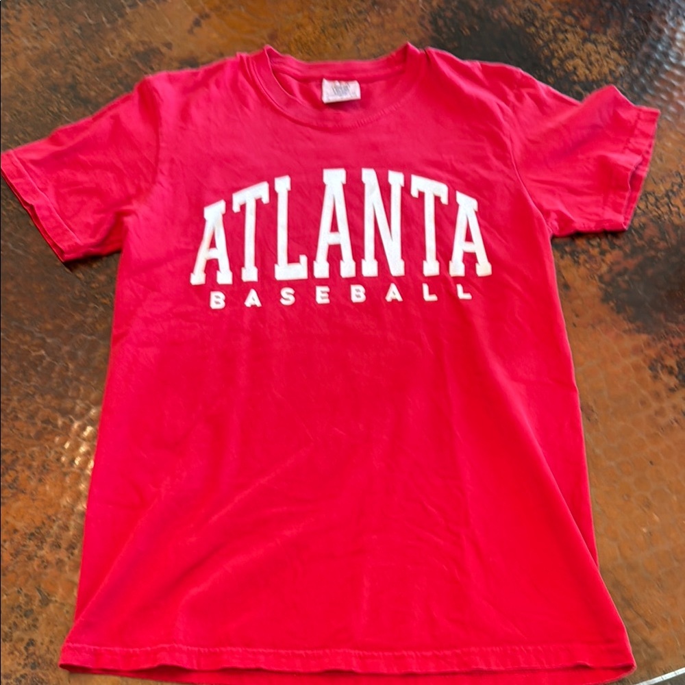 Red Atlanta Baseball Adult Small T-Shirt